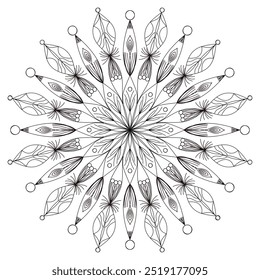 Mandala for coloring book, round ornament, irregular floral shape decoration, oriental vector, stress therapy pattern, weave yoga vector logo design element. adult mandala for coloring