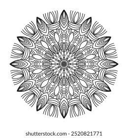 Mandala for coloring book, round ornament, irregular floral shape decoration, oriental vector, stress therapy pattern, weave yoga vector logo design element. adult mandala for coloring
