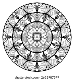 Mandala for coloring book, round ornament, irregular floral shape decoration, oriental vector, stress therapy pattern, weave yoga vector logo design element. adult mandala for coloring