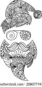 Mandala for coloring book. Santa Claus mandala ornament.  Outline doodle hand drawn vector illustration.