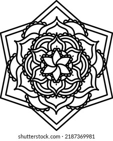 Mandala coloring book simple and basic for beginners, seniors and children. Set of Mehndi flower pattern for Henna drawing and tattoo. Decoration in ethnic , Indian style.