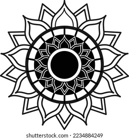  Mandala coloring book simple and basic for beginners, seniors and children. Set of Mehndi flower pattern for Henna drawing and tattoo. Decoration in ethnic oriental, Indian style.