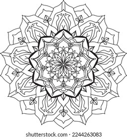 Mandala coloring book simple and basic for beginners, seniors and children. Set of Mehndi flower pattern for Henna drawing and tattoo. Decoration in ethnic oriental, Indian style.