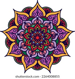 Mandala coloring book simple and basic for beginners, seniors and children. Flower mehndi pattern for Henna drawing and tattoo.