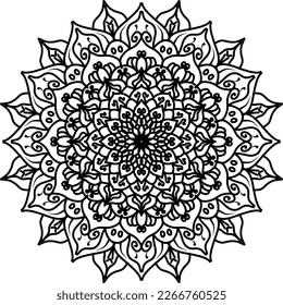 Mandala coloring book simple and basic for beginners, seniors and children. Set of Mehndi flower pattern for Henna drawing and tattoo. Decoration in ethnic oriental, Indian style.