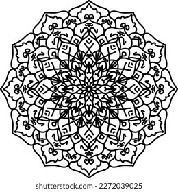 Mandala coloring book simple and basic for beginners, seniors and children. Set of Mehndi flower pattern for Henna drawing and tattoo. Decoration in ethnic oriental, Indian style.