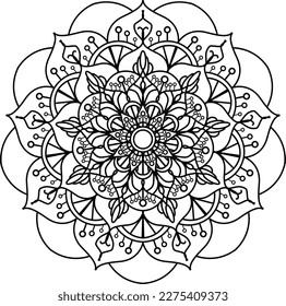 Mandala coloring book simple and basic for beginners, seniors and children. Set of Mehndi flower pattern for Henna drawing and tattoo. Decoration in ethnic oriental, Indian style.