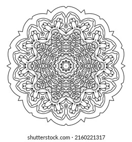 Mandala Coloring book template. wallpaper design, lace pattern and tattoo. decoration for interior design. Vector handdrawn ethnic oriental circle ornament. white background. Indian style