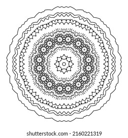 Plantilla de libro de Coloreo de Mandala. diseño de papel pintado, patrón de encaje y tatuaje. decoración de diseño interior. Ornamento de círculo étnico oriental dibujado a mano por el vector. fondo blanco. Estilo indio