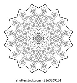 Mandala Coloring book template. wallpaper design, lace pattern and tattoo. decoration for interior design. Vector handdrawn ethnic oriental circle ornament. white background. Indian style