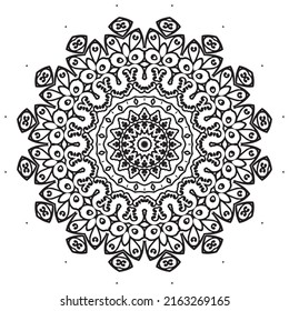 Mandala Coloring book template. wallpaper design, lace pattern and tattoo. decoration for interior design. Vector handdrawn ethnic oriental circle ornament. white background. Indian style