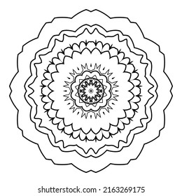 Mandala Coloring book template. wallpaper design, lace pattern and tattoo. decoration for interior design. Vector handdrawn ethnic oriental circle ornament. white background. Indian style