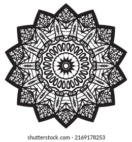 Mandala Coloring book template. wallpaper design, lace pattern and tattoo. decoration for interior design. Vector handdrawn ethnic oriental circle ornament. white background. Indian style