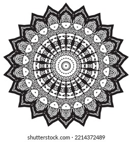 Mandala Coloring book template. wallpaper design, lace pattern and tattoo. decoration for interior design. Vector handdrawn ethnic oriental circle ornament. white background. Indian style