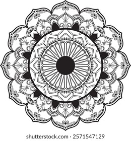 Mandala coloring book template wallpaper design lace pattern and a round design