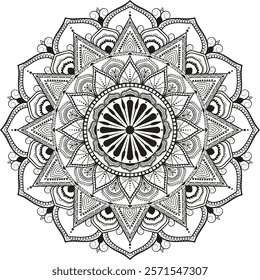 Mandala coloring book template wallpaper design lace pattern and a round design