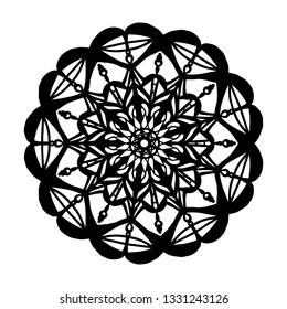 Mandala for coloring book. Unusual flower shape. Decorative round ornaments, Anti-stress therapy pattern. Weave design elements.