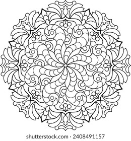 Mandala. Coloring book. Vector illustration.	