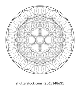 Mandala for coloring book, Vector Lace pattern, Black outline mandala, 