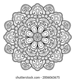 Mandala Coloring book. wall art, wallpaper design, tile pattern, paint shirt, greeting card, sticker, yoga design lace pattern and tattoo. Vector ethnic oriental circle ornament. on white background