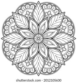 Mandala Coloring book. wall art, wallpaper design, tile pattern, paint shirt, greeting card, sticker, yoga design lace pattern and tattoo. Vector ethnic oriental circle ornament. on white background