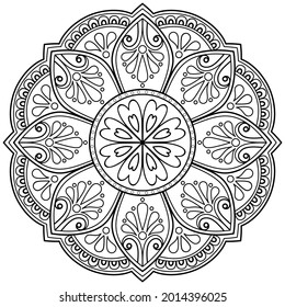Mandala Coloring book. wall art, wallpaper design, tile pattern, paint shirt, greeting card, sticker, yoga design lace pattern and tattoo. Vector ethnic oriental circle ornament. on white background