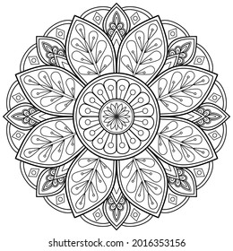 Mandala Coloring book. wall art, wallpaper design, tile pattern, paint shirt, greeting card, sticker, yoga design lace pattern and tattoo. Vector ethnic oriental circle ornament. on white background