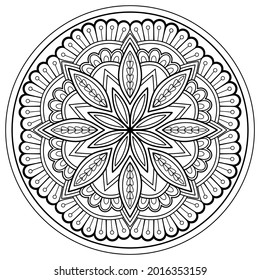 Mandala Coloring book. wall art, wallpaper design, tile pattern, paint shirt, greeting card, sticker, yoga design lace pattern and tattoo. Vector ethnic oriental circle ornament. on white background