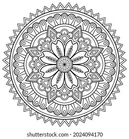 Mandala Coloring book. wall art, wallpaper design, tile pattern, paint shirt, greeting card, sticker, yoga design lace pattern and tattoo. Vector ethnic oriental circle ornament. on white background