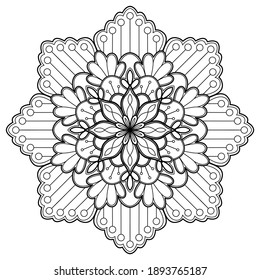 mandala Coloring book. wallpaper design, tile pattern, shirt, greeting card, sticker, lace pattern and tattoo. decoration for  interior design. hand drawn vector. white background