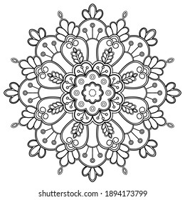 mandala Coloring book. wallpaper design, tile pattern, shirt, greeting card, sticker, lace pattern and tattoo. decoration for  interior design. hand drawn vector. white background
