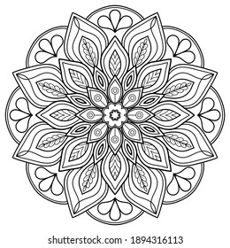 mandala Coloring book. wallpaper design, tile pattern, shirt, greeting card, sticker, lace pattern and tattoo. decoration for  interior design. hand drawn vector. white background