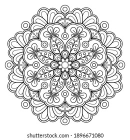 mandala Coloring book. wallpaper design, tile pattern, shirt, greeting card, sticker, lace pattern and tattoo. decoration for  interior design. hand drawn vector. white background