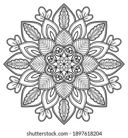 mandala Coloring book. wallpaper design, tile pattern, shirt, greeting card, sticker, lace pattern and tattoo. decoration for  interior design. hand drawn vector. white background