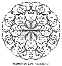 mandala Coloring book. wallpaper design, tile pattern, shirt, greeting card, sticker, lace pattern and tattoo. decoration for  interior design. hand drawn vector. white background