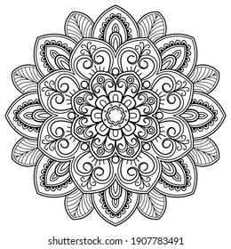 mandala Coloring book. wallpaper design, tile pattern, shirt, greeting card, sticker, lace pattern and tattoo. decoration for  interior design. Vector ethnic oriental circle ornament. white background