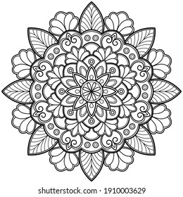 mandala Coloring book. wallpaper design, tile pattern, shirt, greeting card, sticker, lace pattern and tattoo. decoration for  interior design. Vector ethnic oriental circle ornament. white background