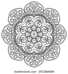 mandala Coloring book. wallpaper design, tile pattern, shirt, greeting card, sticker, lace pattern and tattoo. decoration for  interior design. Vector ethnic oriental circle ornament. white background