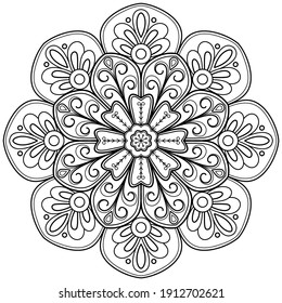 mandala Coloring book. wallpaper design, tile pattern, shirt, greeting card, sticker, lace pattern and tattoo. decoration for  interior design. Vector ethnic oriental circle ornament. white background