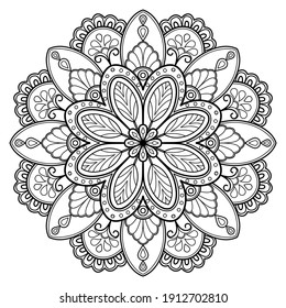 mandala Coloring book. wallpaper design, tile pattern, shirt, greeting card, sticker, lace pattern and tattoo. decoration for  interior design. Vector ethnic oriental circle ornament. white background