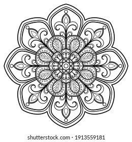 mandala Coloring book. wallpaper design, tile pattern, shirt, greeting card, sticker, lace pattern and tattoo. decoration for  interior design. Vector ethnic oriental circle ornament. white background