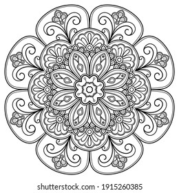 mandala Coloring book. wallpaper design, tile pattern, shirt, greeting card, sticker, lace pattern and tattoo. decoration for  interior design. Vector ethnic oriental circle ornament. white background