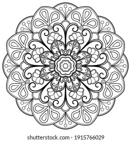 mandala Coloring book. wallpaper design, tile pattern, shirt, greeting card, sticker, lace pattern and tattoo. decoration for  interior design. Vector ethnic oriental circle ornament. white background