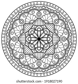 mandala Coloring book. wallpaper design, tile pattern, shirt, greeting card, sticker, lace pattern and tattoo. decoration for  interior design. Vector ethnic oriental circle ornament. white background