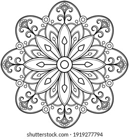 mandala Coloring book. wallpaper design, tile pattern, shirt, greeting card, sticker, lace pattern and tattoo. decoration for  interior design. Vector ethnic oriental circle ornament. white background