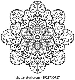 mandala Coloring book. wallpaper design, tile pattern, shirt, greeting card, sticker, lace pattern and tattoo. decoration for  interior design. Vector ethnic oriental circle ornament. white background