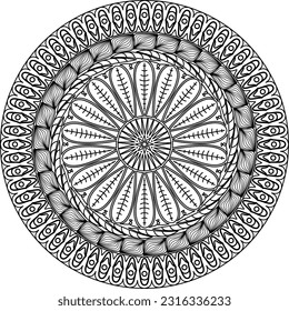 Mandala for coloring of components like leaves and sun.