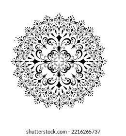 Mandala for coloring, decoration. Abstract monochrome decorative drawing in circle. Ethnic symbol for magic and meditation. Design element. Vector illustration