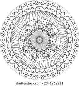 Mandala for coloring with dots, drops and stars.