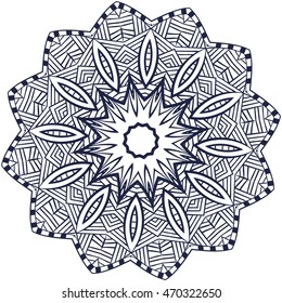 Mandala Coloring Illustration. Vintage decorative elements. Oriental pattern, vector illustration. Islam, Arabic, Indian, Turkish, Pakistan, Chinese, Ottoman motifs